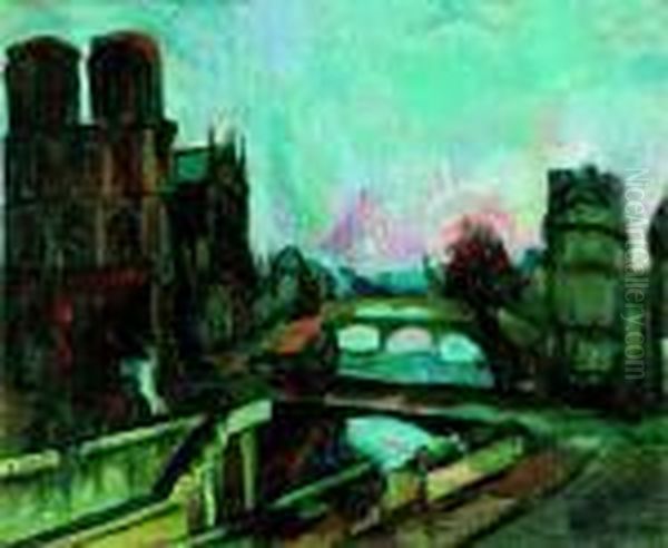 Parizs Oil Painting by Vilmos Perlrott-Csaba