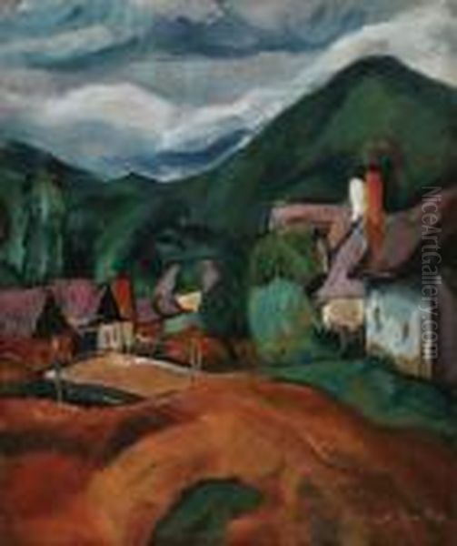Nagybanya Oil Painting by Vilmos Perlrott-Csaba
