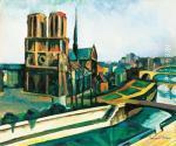 Paris Oil Painting by Vilmos Perlrott-Csaba