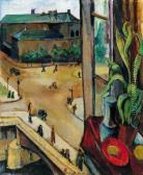 View From The Window Of The Artist, Paris Oil Painting by Vilmos Perlrott-Csaba