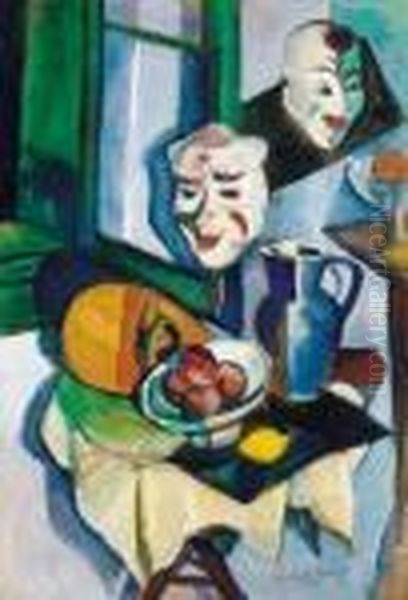 Nagybanya Studio Still Life Oil Painting by Vilmos Perlrott-Csaba