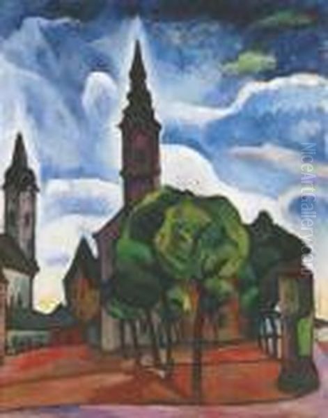 Kecskemet, 1913 Korul Oil Painting by Vilmos Perlrott-Csaba