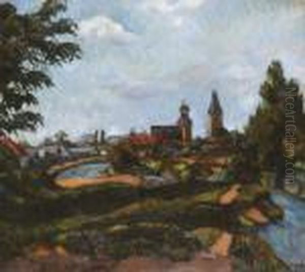 Taj Nagybanya Latkepevel Oil Painting by Vilmos Perlrott-Csaba
