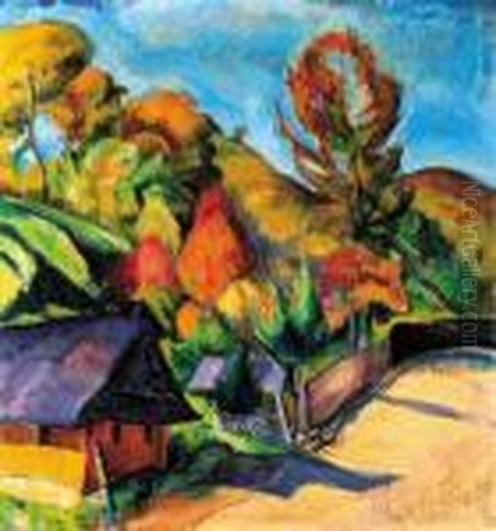 Nagybanya Oil Painting by Vilmos Perlrott-Csaba