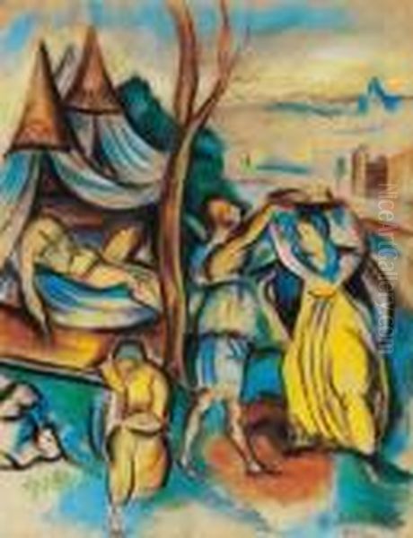 Scene Oil Painting by Vilmos Perlrott-Csaba
