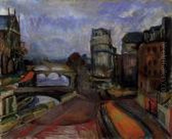 View Of Paris Oil Painting by Vilmos Perlrott-Csaba