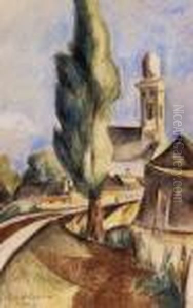 Nagybanya Oil Painting by Vilmos Perlrott-Csaba