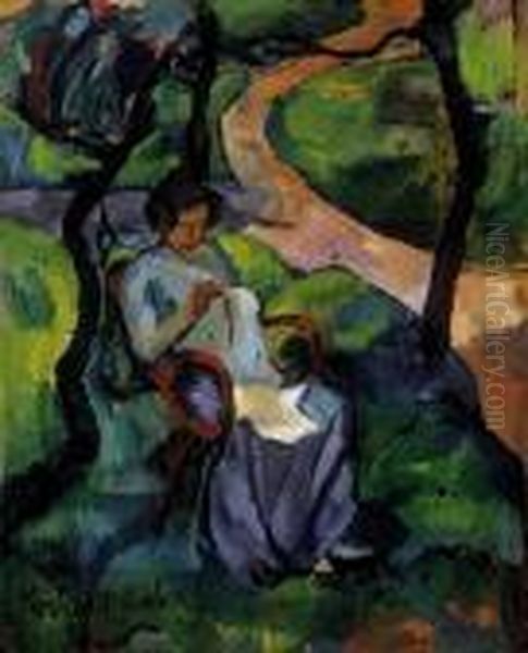 Woman, Handworking, Around 1910 Oil Painting by Vilmos Perlrott-Csaba