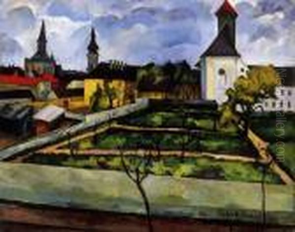 Early Autumn In Kecskemet Oil Painting by Vilmos Perlrott-Csaba