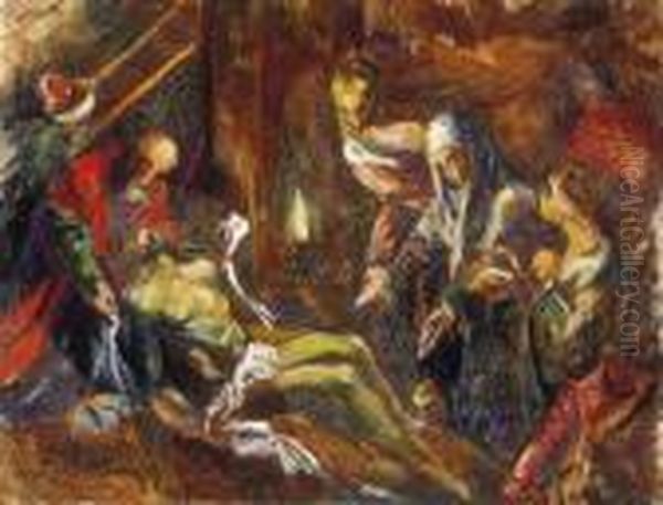 Scene Oil Painting by Vilmos Perlrott-Csaba