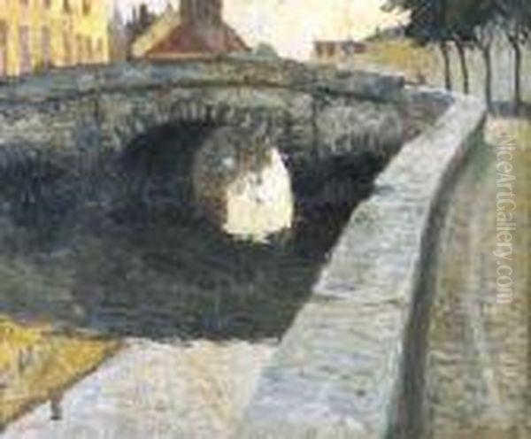 Zicht Aan De Augustijnenbrug Te Brugge (ca. 1907) Oil Painting by Constant Permeke