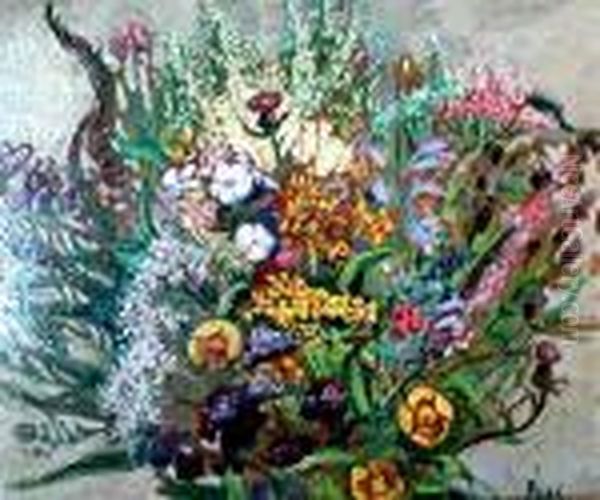 Kwiaty Oil Painting by Jean Misceslas Peske