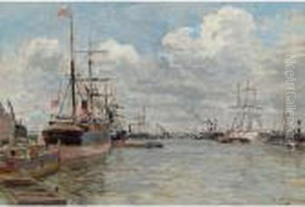 Harbor View Oil Painting by Edmond Marie Petitjean