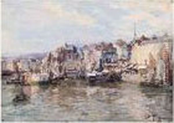 Vue De Port Oil Painting by Edmond Marie Petitjean