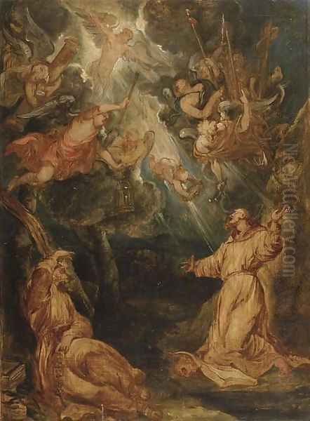 Saint Francis receiving the Stigmata Oil Painting by (studio of) Rubens, Peter Paul