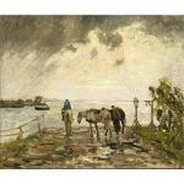 Harbourscene Oil Painting by Evert Pieters