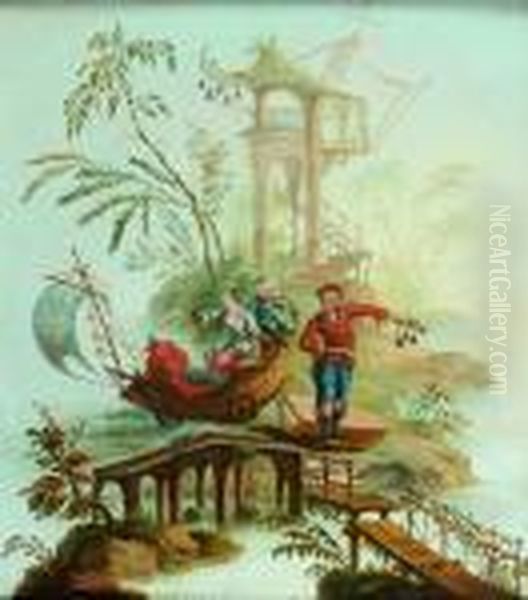 Chinoiserie A La Pagode Et A La Nacelle Oil Painting by Jean-Baptiste Pillement