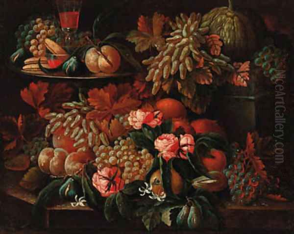 Friuts Oil Painting by (circle of) Ruoppolo, Giovanni-Battista