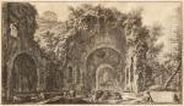Veduta Della Fonte E Delle Spelonche D'egeria..., From Vedute Di Roma Oil Painting by Giovanni Battista Piranesi