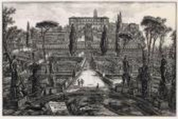 Veduta Della Villa Estense In Tivoli Oil Painting by Giovanni Battista Piranesi