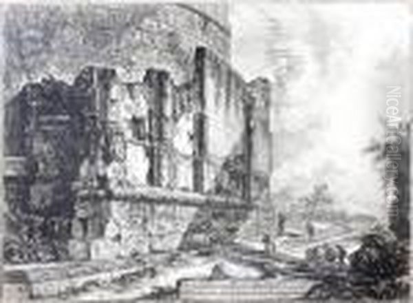 Veduta Del Tempio Di Cibele A Piazza Della Bocca Della Verita Oil Painting by Giovanni Battista Piranesi