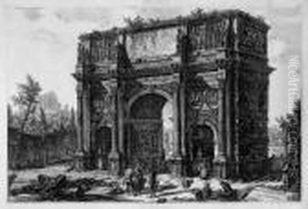 Veduta Dell' Arco Di Costantino Oil Painting by Giovanni Battista Piranesi