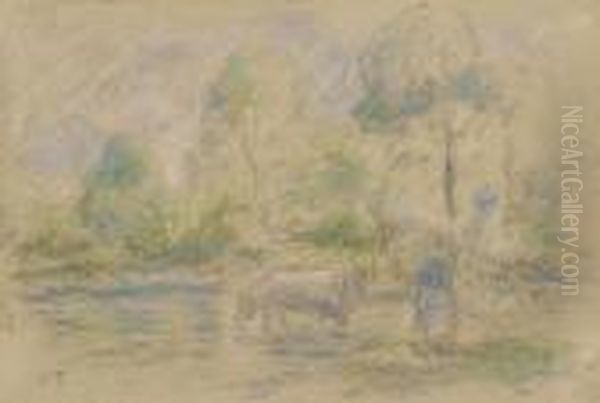 Gardeuse De Vaches Oil Painting by Camille Pissarro