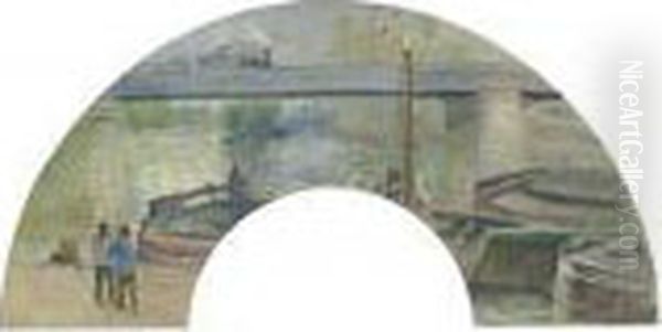 Le Pont De Chemin De Fer A Pontoise Oil Painting by Camille Pissarro