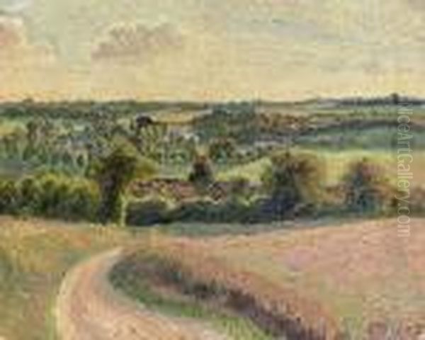 Vue Des Coteaux De Bazincourt Oil Painting by Lucien Pissarro