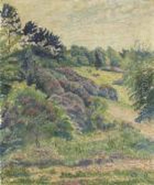 Rhododendrons, Hawkchurch Oil Painting by Lucien Pissarro