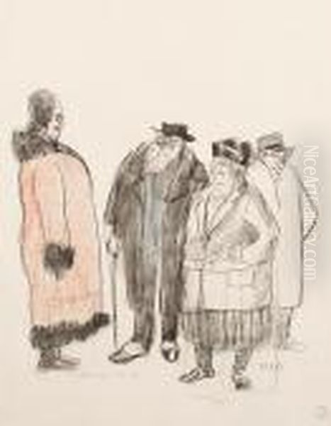 Four Figures Oil Painting by Ludovic Rodo Pissarro