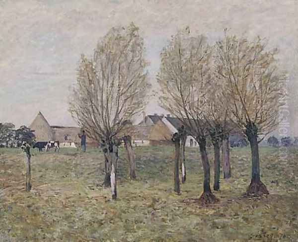 A Normandy Farm Oil Painting by Alfred Sisley