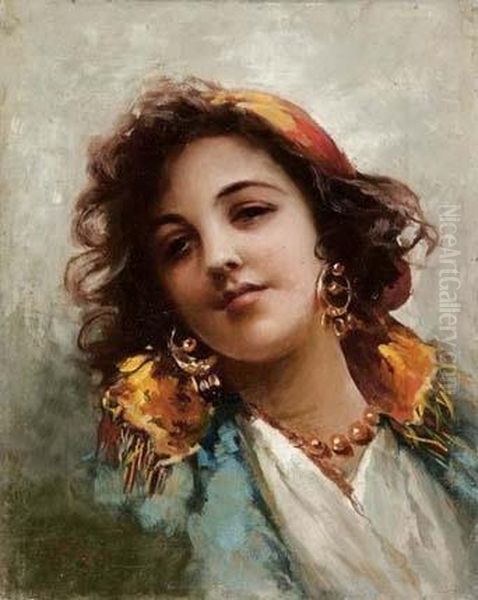 Ragazza Sorridente Oil Painting by Luca Postiglione