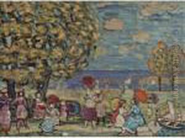 Peaches Point Oil Painting by Maurice Brazil Prendergast