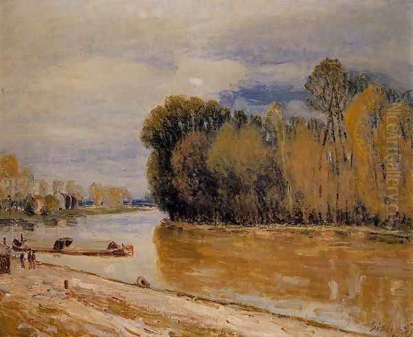 The Loing Canal II Oil Painting by Alfred Sisley