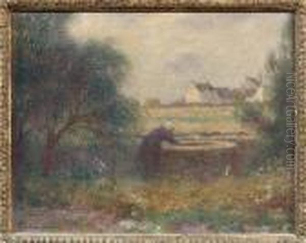 Paysanne Au Puits Oil Painting by Ferdinand Loyen Du Puigaudeau