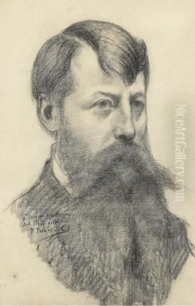 Portrait En Buste D'eugene Montrosier Oil Painting by Pierre-Cecile Puvis De Chavannes