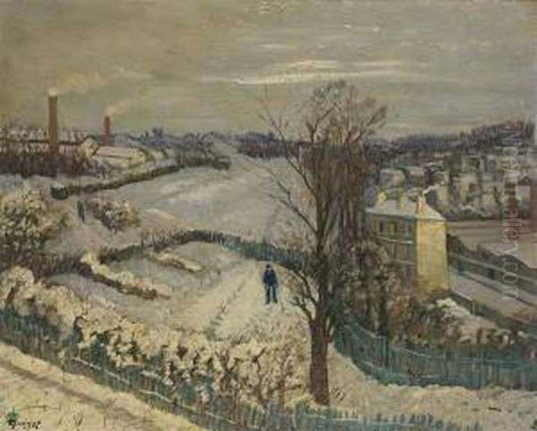 Paysage Sous La Neige Oil Painting by Alphonse Leon Quizet