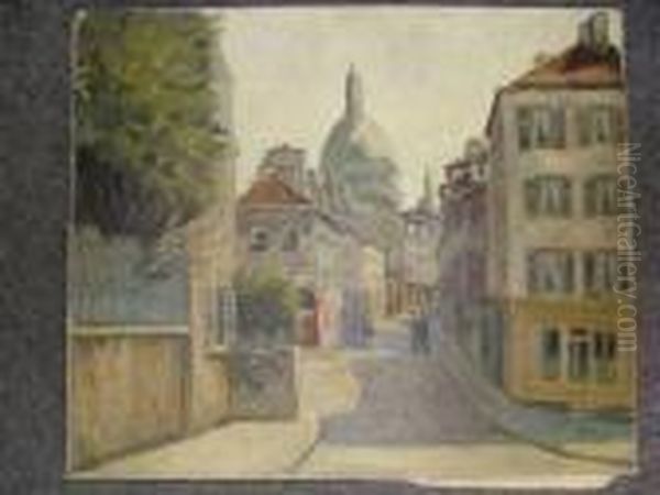 Rue De Montmartre Oil Painting by Alphonse Leon Quizet