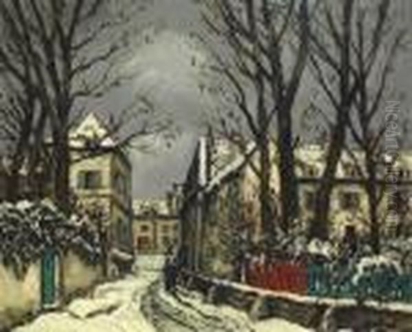 Ruelle Enneigee Oil Painting by Alphonse Leon Quizet