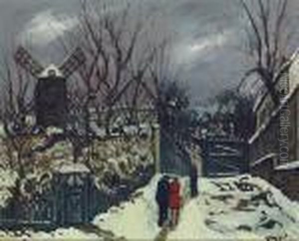 Le Moulin De La Galette Oil Painting by Alphonse Leon Quizet