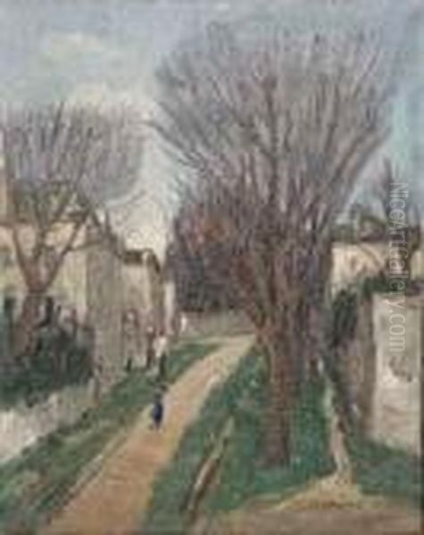 Rue De Village Oil Painting by Alphonse Leon Quizet