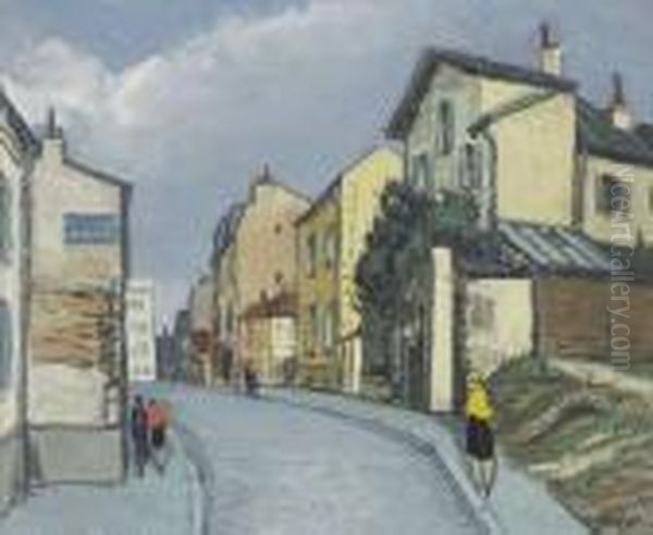 Rue De Montmartre Oil Painting by Alphonse Leon Quizet