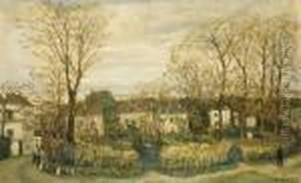 Paysage Du Pre-saint-gervais Oil Painting by Alphonse Leon Quizet