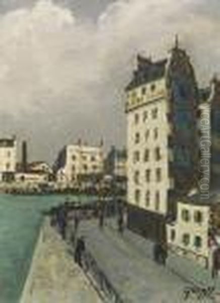 Le Canal Oil Painting by Alphonse Leon Quizet