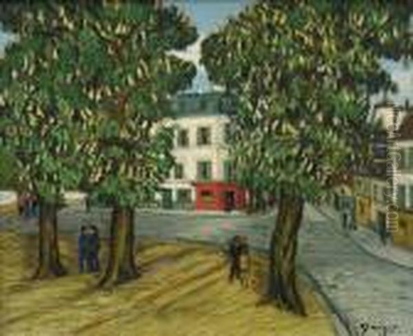 La Place Du Tertre Oil Painting by Alphonse Leon Quizet
