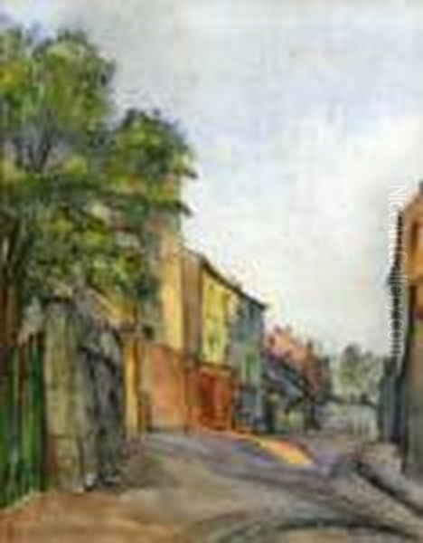 Rue De Village A Manosque Oil Painting by Alphonse Leon Quizet