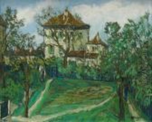Maison Aux Alentours Du Pre Saint Gervais Oil Painting by Alphonse Leon Quizet