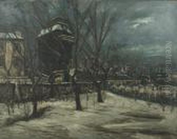 Jardin Sous La Neige Au Maquis A Montmartre Oil Painting by Alphonse Leon Quizet