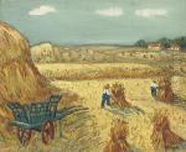 La Moisson, Hommage A Van Gogh Oil Painting by Alphonse Leon Quizet